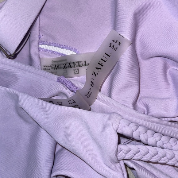 Lavender Pleated Braided Tie Cheeky Bikini Set - Picture 6 of 8